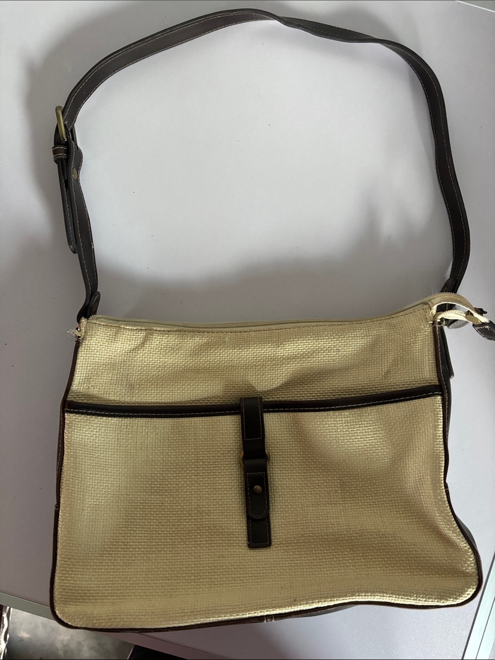 Liz Claiborne Cream and Brown Crossbody Shoulder Bag